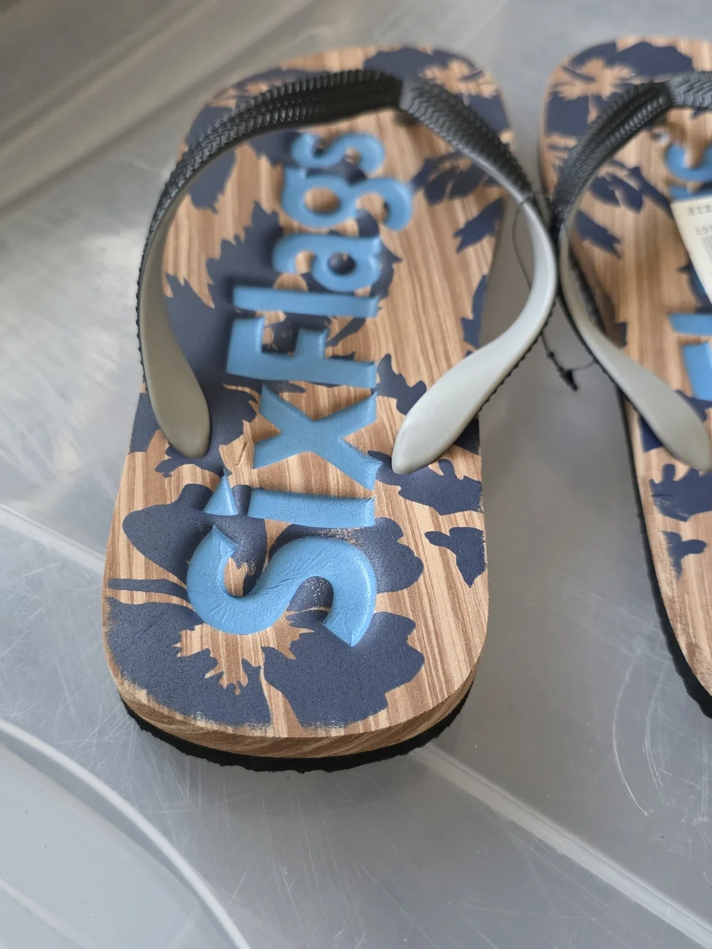 Six Flags Men's Navy Floral Flip-Flops